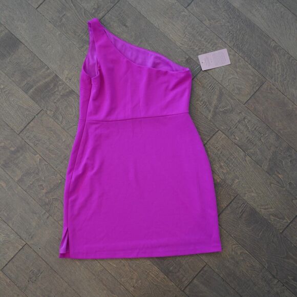 NWT‎ BHLDN Emilia One-Shoulder Stretch Crepe Mini Dress Size Large Pink - Picture 3 of 9